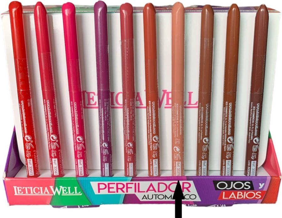 LETICIA WELL – Nude Licht Roze lippotlood en oogpotlood draaibaar zacht Automatic Eyeliner Lipliner Soft – Nummer 33378 1 stuks