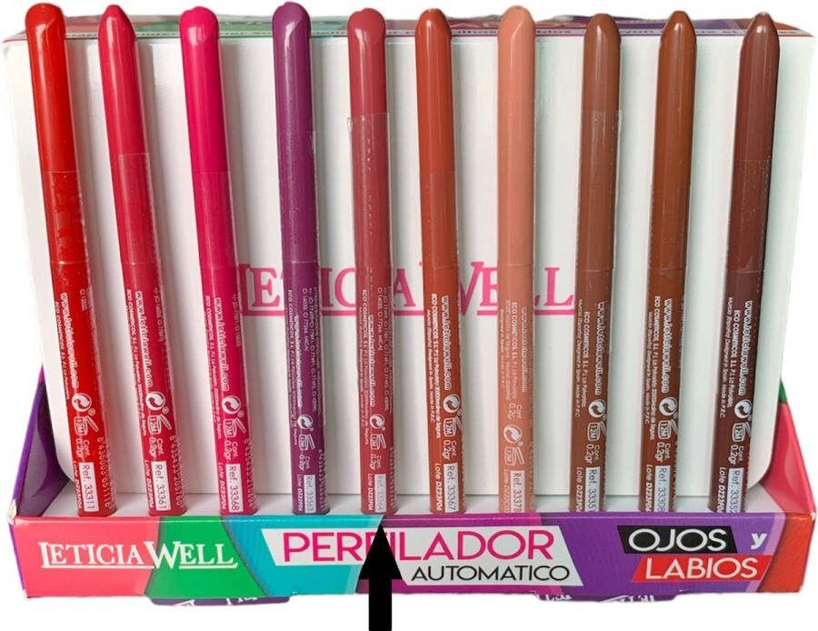 LETICIA WELL – Oud Roze lippotlood en oogpotlood draaibaar zacht Automatic Eyeliner Lipliner Soft – Nummer 33364 1 stuks