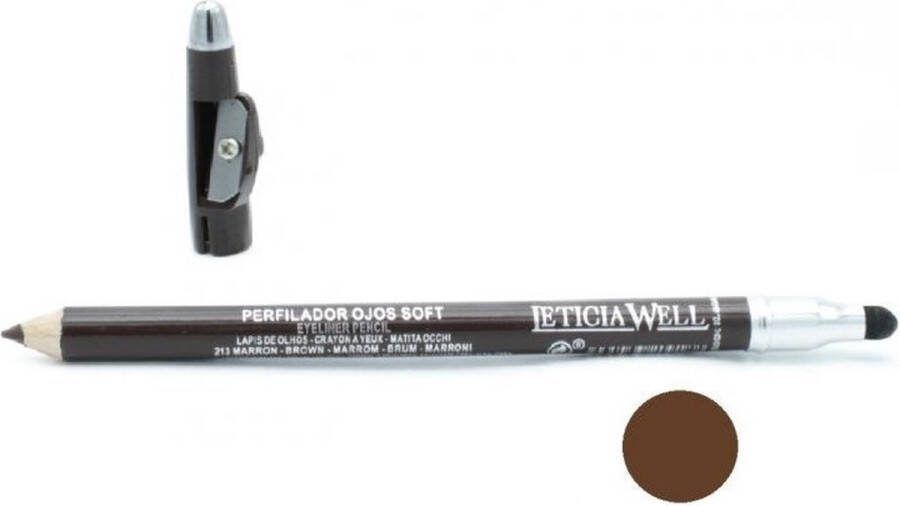 LETICIA WELL Soft Oogpotlood Bruin Met puntenslijper en smudger blender vervager Nummer 33213 1 Stuks