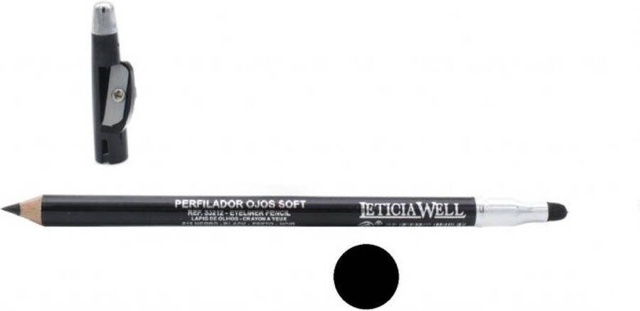LETICIA WELL Soft Oogpotlood Zwart Met puntenslijper en smudger blender vervager Nummer 33212 1 Stuks