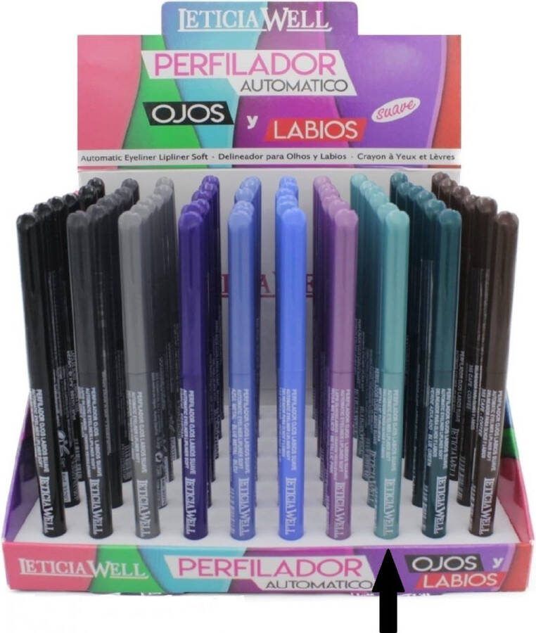 LETICIA WELL – Turquoise Metallic lippotlood en oogpotlood draaibaar zacht Automatic Eyeliner Lipliner Soft – Nummer 33362 1 stuks
