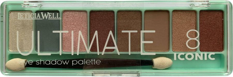 LETICIA WELL Ultimate Iconic Oogschaduw Palette Mat & Shimmer 8 tinten wit groen roze donker oud roze bruin beige rosé goud roodbruin Nummer 34