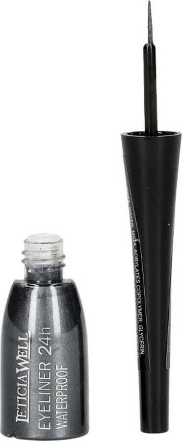 LETICIA WELL Vloeibare Eyeliner NIET WATERPROOF Antraciet Donker Grijs Flacon met dun lang kwastje en 4 gram inhoud Nummer 15