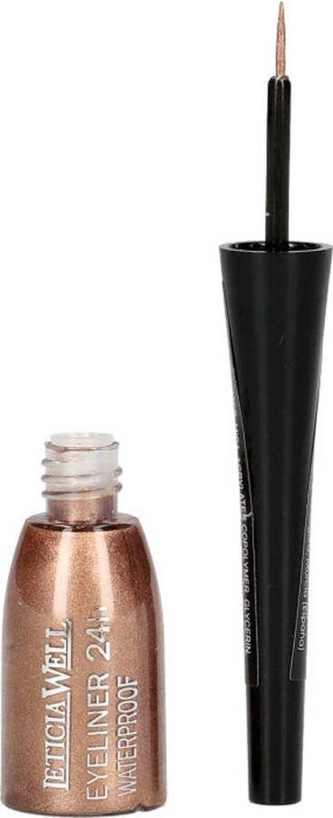 LETICIA WELL Vloeibare Eyeliner NIET WATERPROOF Goud Bruin Flacon met dun lang kwastje en 4 gram inhoud Nummer 12