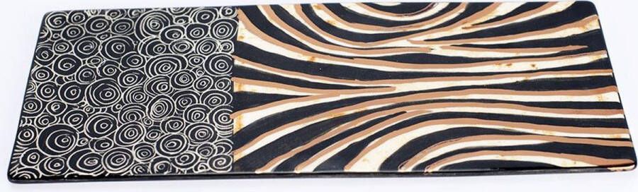 Letsopa Ceramics Cakeschaal Taartplateau Model: Zebra Zwart-wit-goud | Handgemaakt in Zuid Afrika hoogwaardig keramiek speciaal gemaakt door voor Nwabisa African Art Prachtig om kado te doen of zelf te gebruiken