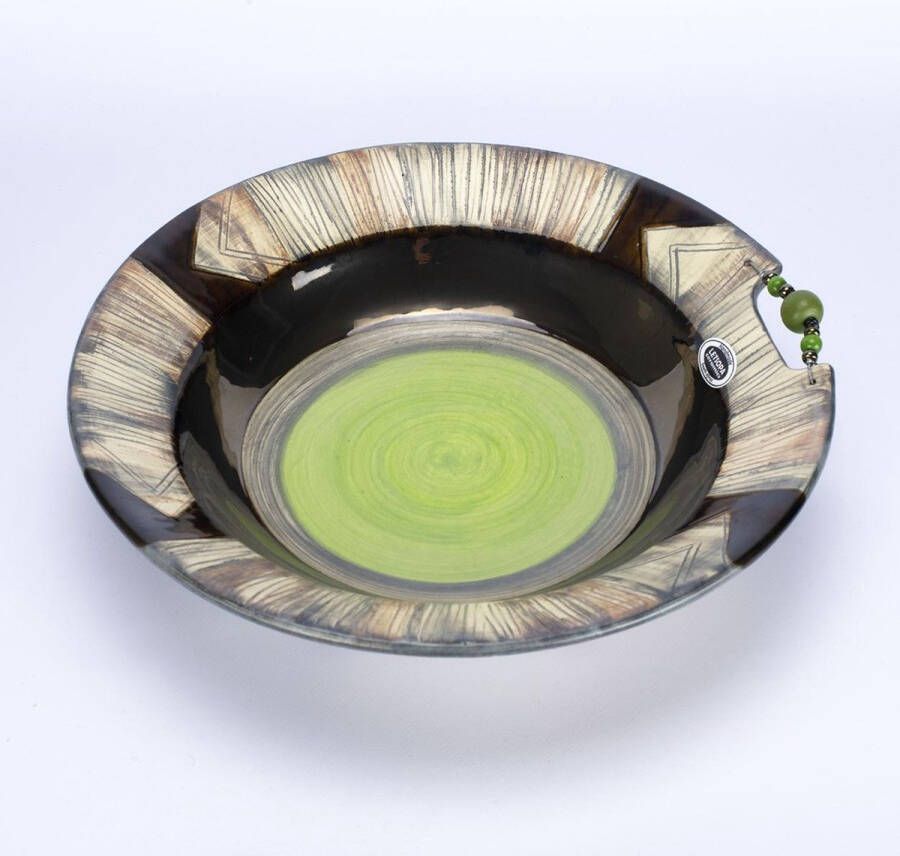 Letsopa Ceramics Decoratieve schaal Model: Afrique Licht groen | Handgemaakt in Zuid Afrika Uniek hoogwaardig keramiek speciaal gemaakt voor Nwabisa African Art Om kado te doen of voor in eigen huis of kantoor