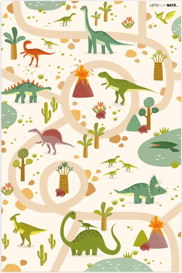 LetsPlaymats.com LetsPlaymats Speelmat baby kinderen Foam Dino Groen Natuur Kinderen Design Speelkleed – Speeltapijt Antislip 120x180 cm