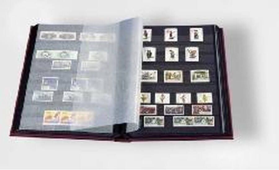 Leuchtturm Postzegelinsteekalbum met 32 zwarte bladzijden Basic S32 rood