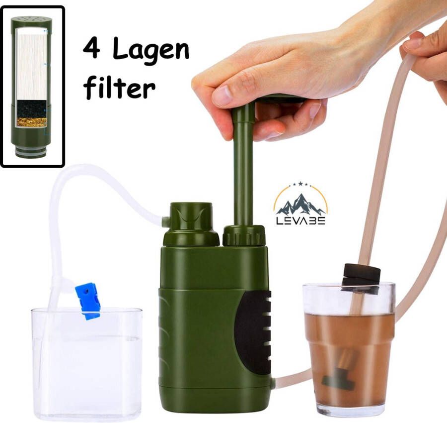 Levabe Luxe Water Filter Straw Incl. Waterzak Complete set Waterfilter Waterfles Waterzuiveraar Outdoor life Survival BPA-vrij Filtert 5000LL