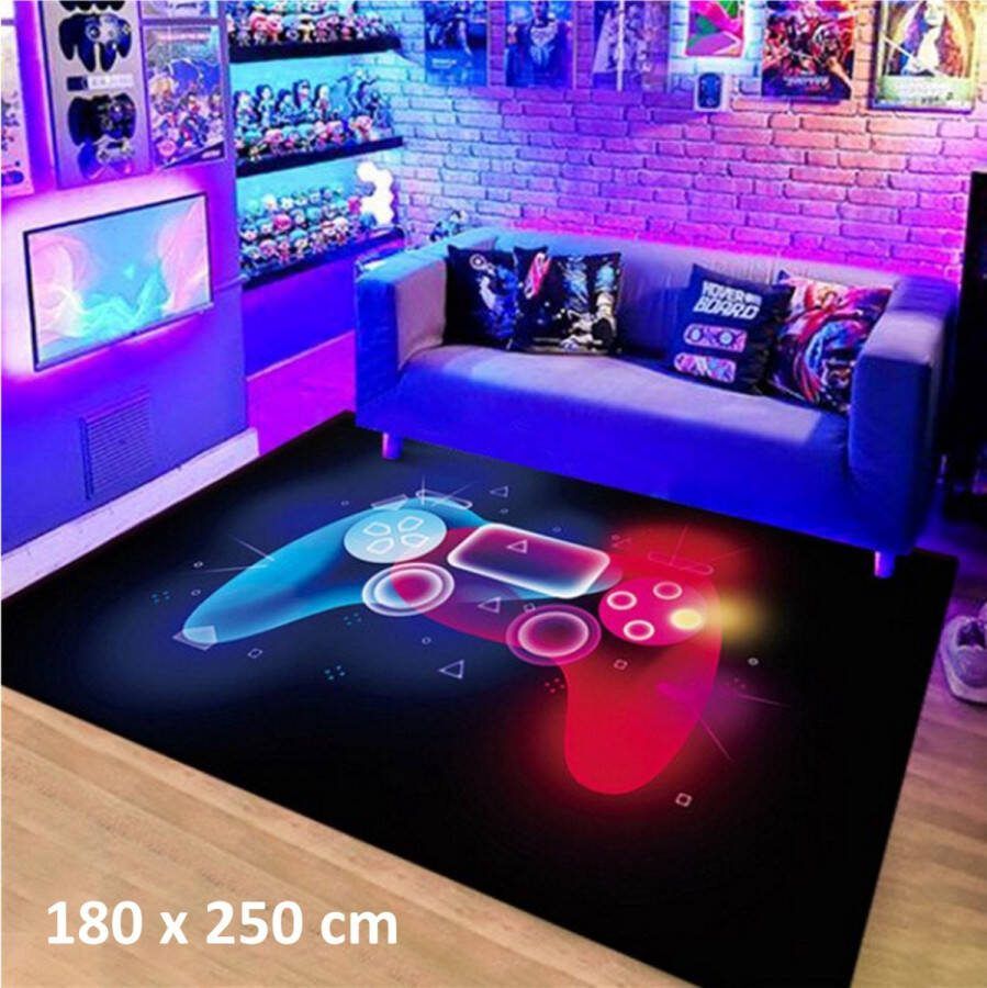 Levabe MEGA Groot Speel Tapijt Kinderen Gaming Kruipmat Vloermat Gameroom Vloerkleed Speelkleed Game kamer Zacht Controller Look 180 x 250 CM