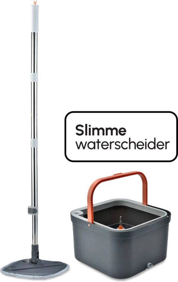 Levanda schoonwater Dweilsysteem met wringer dweilsdet incl. emmer en steel – Vloerreiniger voor elke vloer dweilstok 2 microvezel doeken – Zelfreinigende vloerwisser