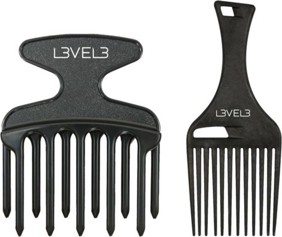 Level 3 Hair Pick Comb set Krullen kam Gekruld haar Set van 2 Afro Hair Comb