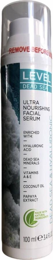 Level Dead Sea Minerals Level Dead Sea Minerals & Hyaluronic Ultra Nourishing Facial Serum 100 ml (Dode Zee Mineralen & Hyaluronzuur Ultra Voedend Gezichtsserum)