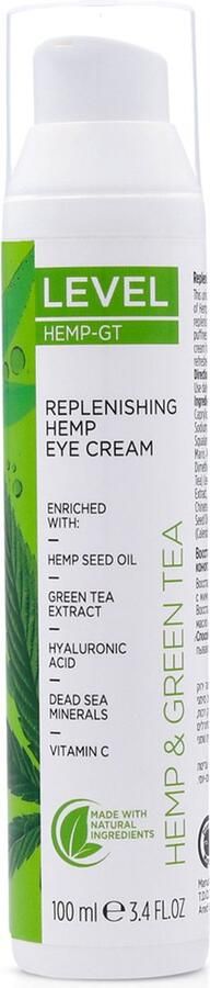 Level Dead Sea Minerals Hemp & Green Tea Replenishing Hemp Eye Cream 100 ml (Dode Zee Mineralen Hennep & Groene Thee Anti-Age Hennep Oog Crème)