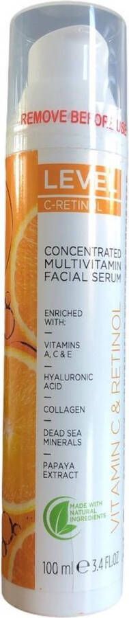 Level Dead Sea Minerals Level Dead Sea Minerals Vitamin C & Retinol Concentrated Multivitamin Facial Serum 100 ml (Dode Zee Mineralen Vitamine C & Retinol Geconcentreerd Multivitamine Gezichtsserum)