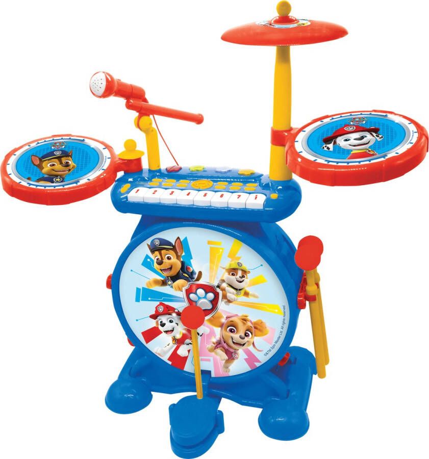 Lexibook Paw Patrol Chase Elektronische Drumkit voor kinderen realistisch drumgeluid 8-toetsen toetsenbord mp3-stekker inclusief stoel blauw rood K610PA