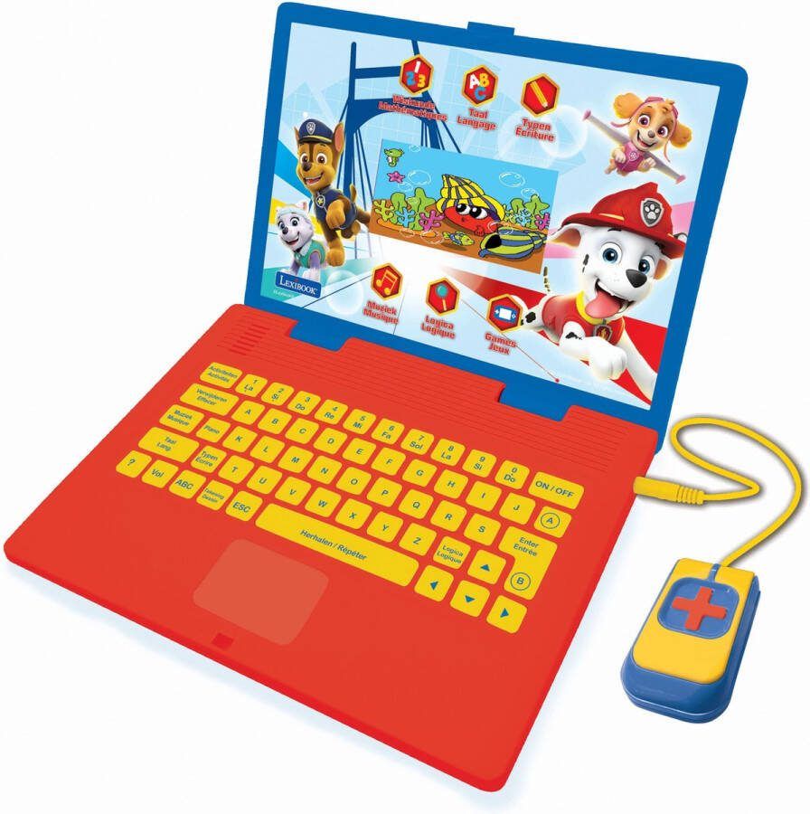 Lexibook Paw Patrol Educatieve en tweetalige laptop Frans Nederlands met kleurendisplay Speelgoed voor kinderen (jongens en meisjes) 130 activiteiten leren spelen spelletjes en muziek Blauw JC798PAi10