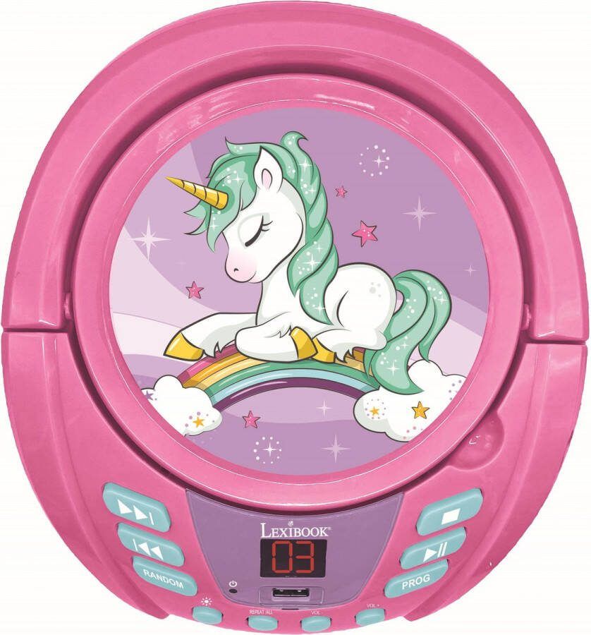 Lexibook Unicorn Bluetooth draagbare cd-speler met lichteffecten en USB