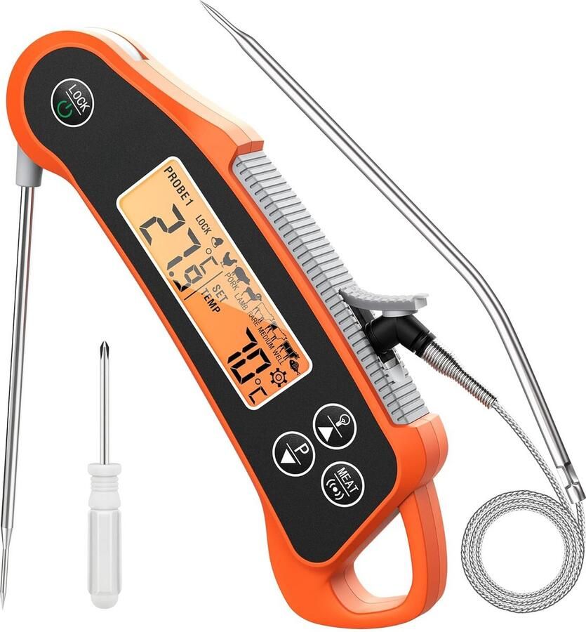 Lexium Vleesthermometer draadloos Vleesthermometer bluetooth Vleesthermometer digitaal Digitale BBQ Thermometer Draadloos Keukenthermometer