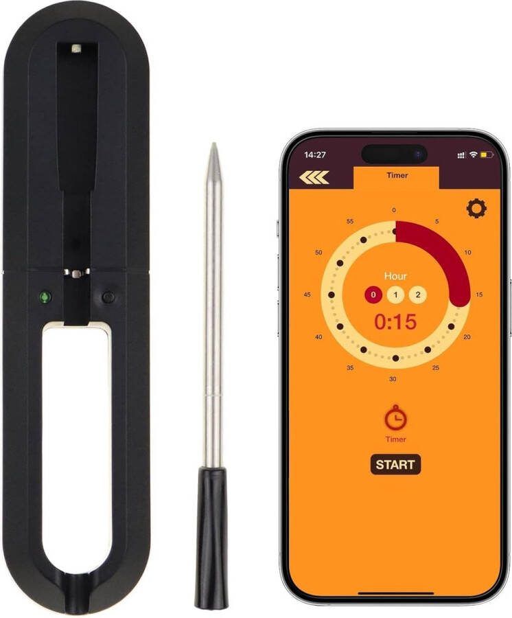 Lexium Store Lexium Vleesthermometer draadloos Vleesthermometer bluetooth Vleesthermometer digitaal Digitale BBQ Thermometer Draadloos Keukenthermometer