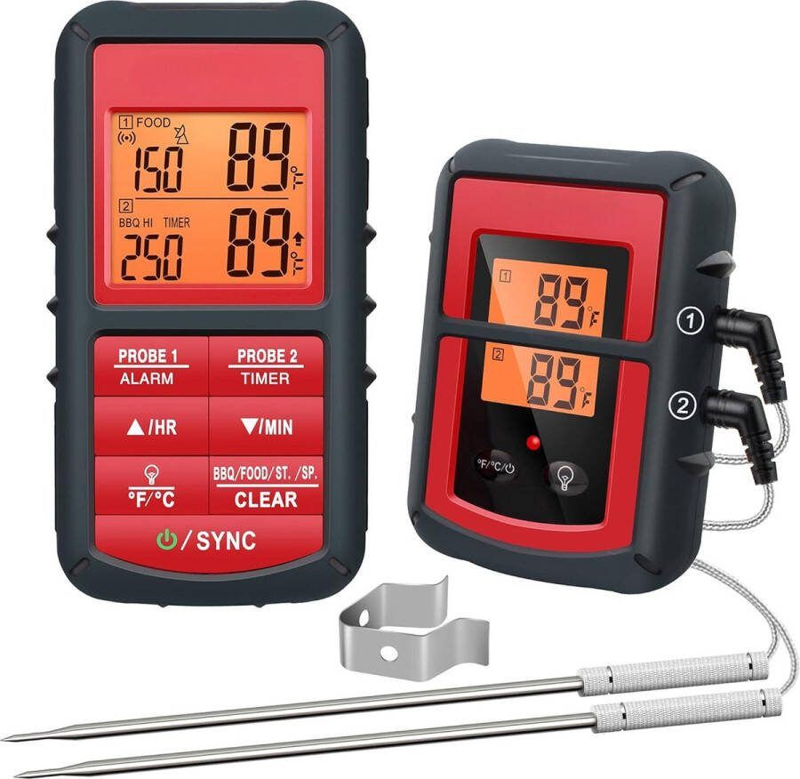 Lexium Vleesthermometer draadloos Vleesthermometer bluetooth Vleesthermometer digitaal Digitale BBQ Thermometer Draadloos Keukenthermometer
