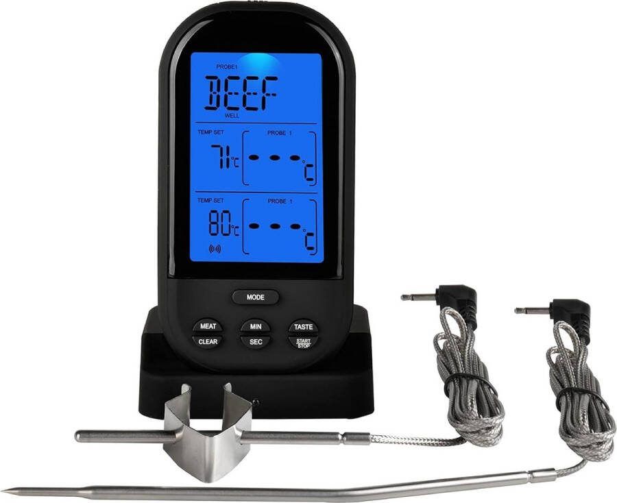 Lexium Vleesthermometer draadloos Vleesthermometer bluetooth Vleesthermometer digitaal Digitale BBQ Thermometer Draadloos Keukenthermometer