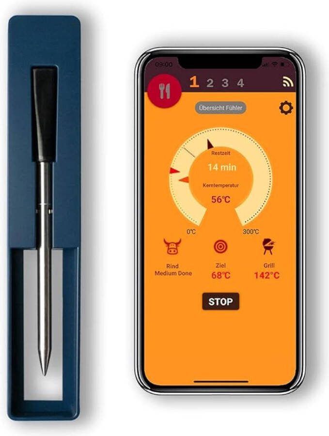 Lexium Vleesthermometer draadloos Vleesthermometer bluetooth Vleesthermometer digitaal Digitale BBQ Thermometer Draadloos Keukenthermometer