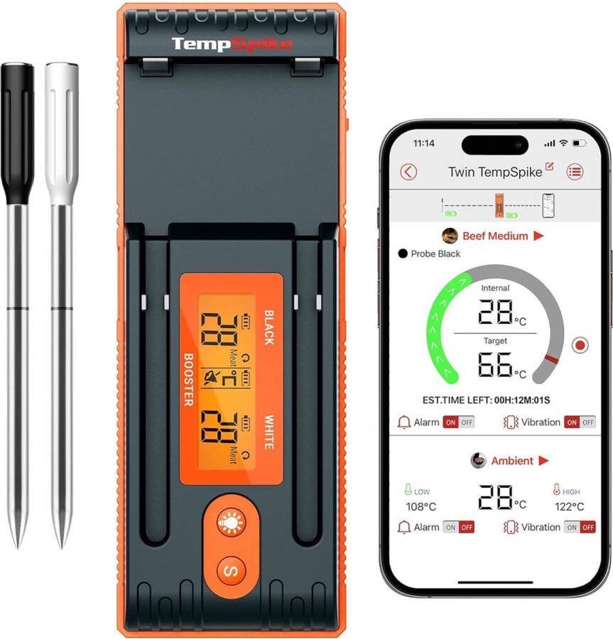 Lexium Vleesthermometer draadloos Vleesthermometer bluetooth Vleesthermometer digitaal Digitale BBQ Thermometer Draadloos Keukenthermometer