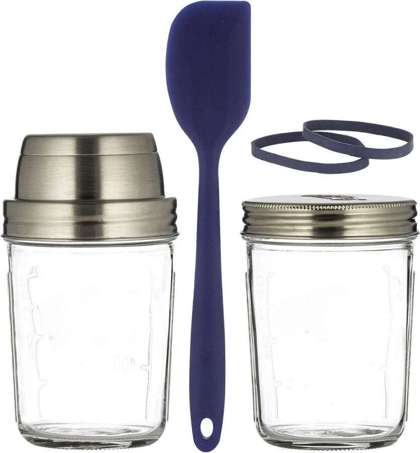 Lexium Zuurdesem starter set Broodbakaccessoires Zuurdesemglas Fermenteren Rijsmand voor Broodbakken Set Rijsmandje Rond