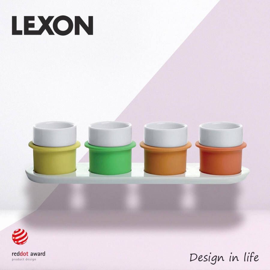 Lexon Design Koffieset Inclusief Dienblad en Vier Kopjes LH37CW Geniet van Stijlvolle Koffiemomenten met