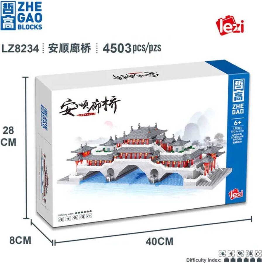Lezi Anshun Bridge Nanoblocks miniblocks Bouwset 3D puzzel 4503 bouwsteentjes LZ8234