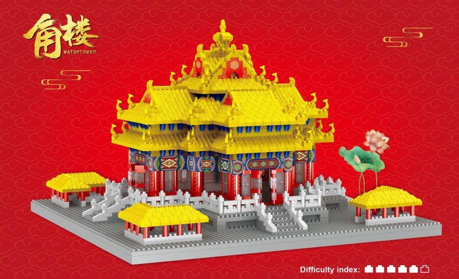 Lezi Corner Watchtower of Forbidden City Nanoblocks miniblocks Bouwset 3D puzzel 3740 bouwsteentjes LZ8251