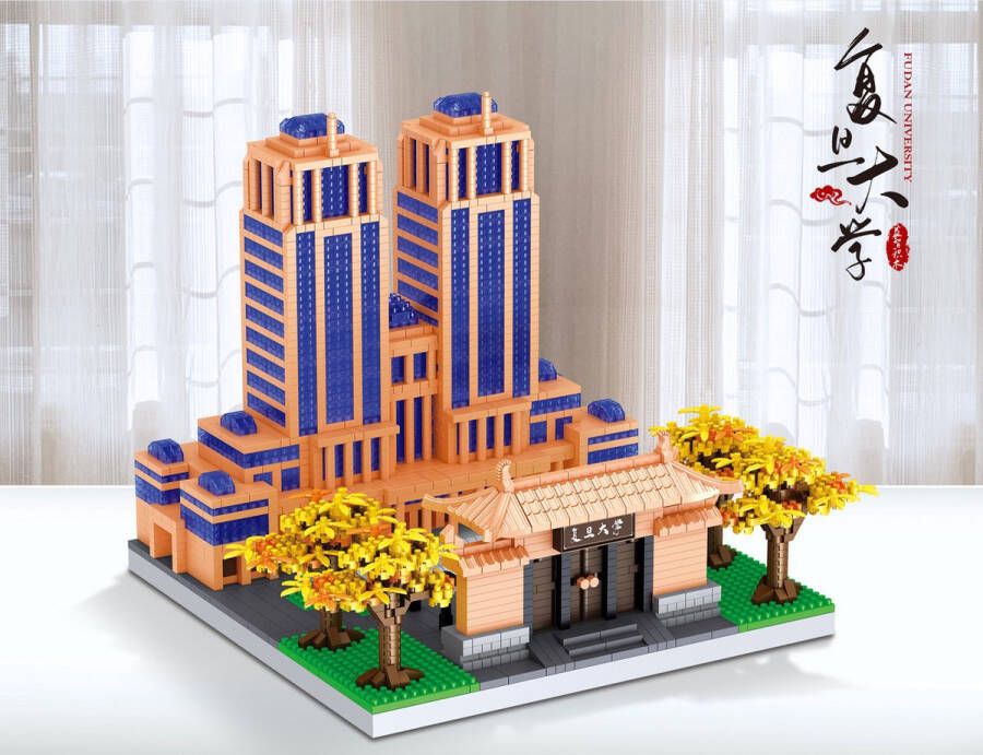 Lezi Fudan-universiteit Nanoblocks miniblocks Bouwset 3D puzzel 4035 bouwsteentjes