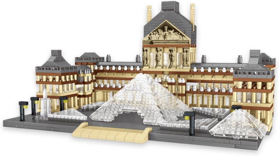 Lezi Louvre Parijs Architectuur Gebouwen Nanoblocks miniblocks Bouwset 3D puzzel 3377 bouwsteentjes