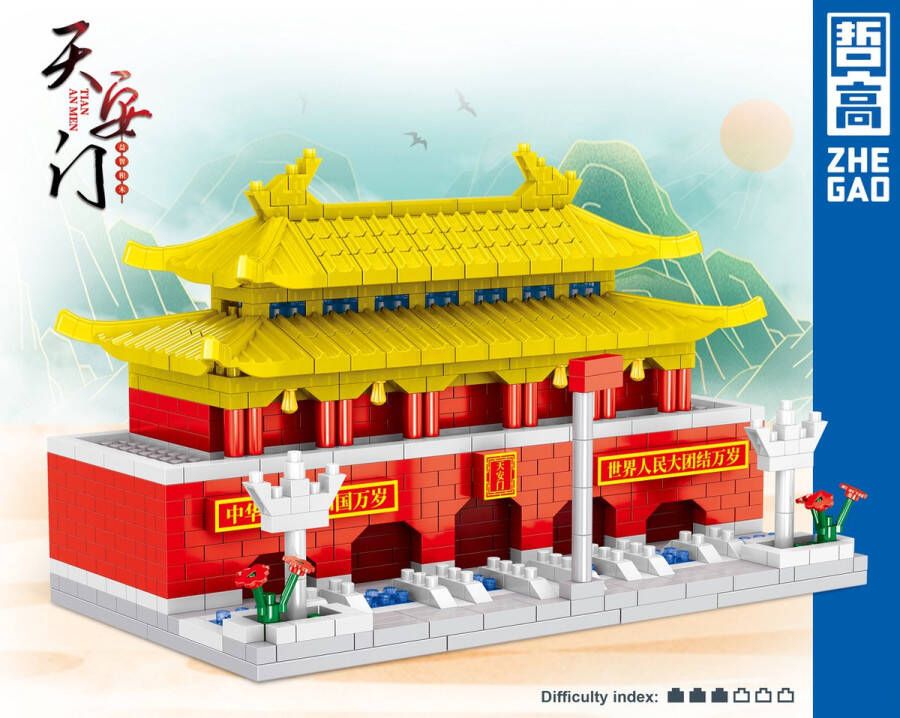 Lezi Plein Hemelse Vrede Tiananmen Beijing (klein) Nanoblocks miniblocks Bouwset 3D puzzel 1078 bouwsteentjes