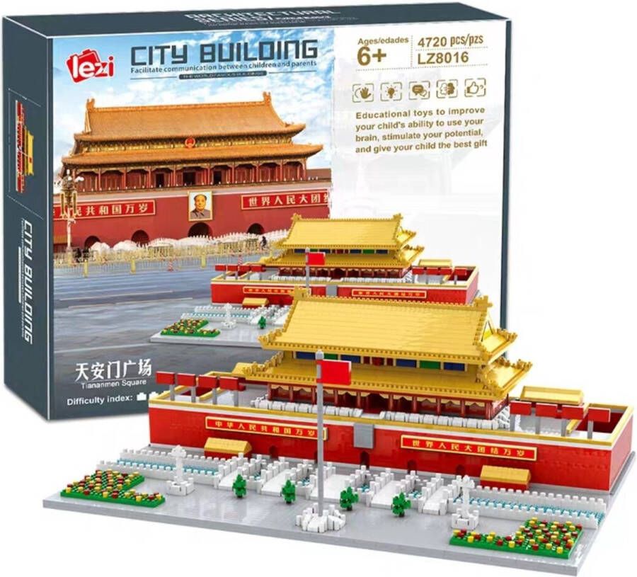 Lezi Plein van de Hemelse Vrede Tiananmen Square Moskou Rusland Nanoblocks miniblocks Beroemde bouwwerken Bouwset 3D puzzel 4720 bouwsteentjes