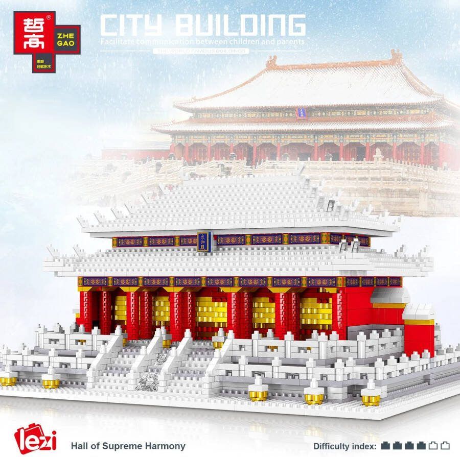 Lezi Taihe Palace (in the snow) Nanoblocks miniblocks Bouwset 3D puzzel 2406 bouwsteentjes LZ8049