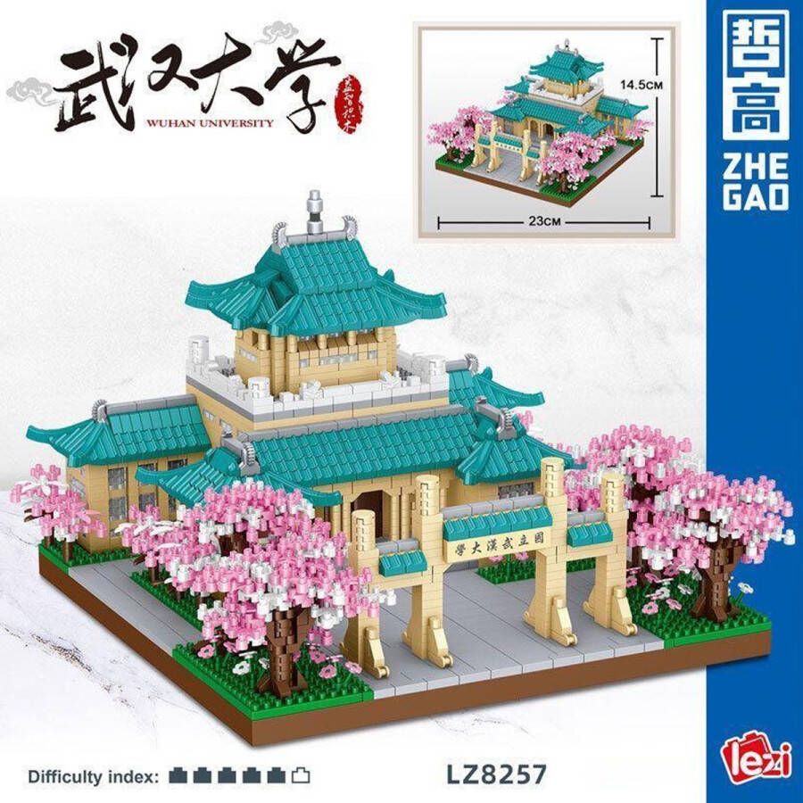 Lezi Universiteit van Wuhan LZ8257 Architectuur Gebouwen Nanoblocks miniblocks Bouwset 3D puzzel 3105 bouwsteentjes