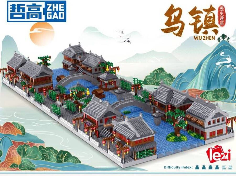 Lezi Wuzhen Water Town Zhengjiang Nanoblocks miniblocks Bouwset 3D puzzel 6518 bouwsteentjes