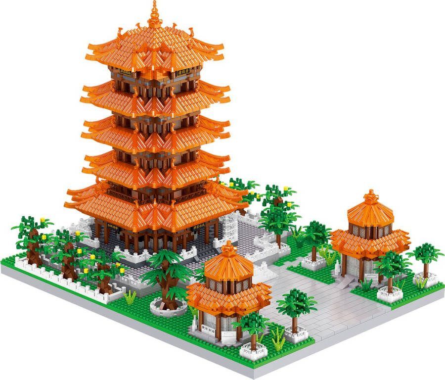 Lezi Yellow Crane Tower Nanoblocks miniblocks Bouwset 3D puzzel 4700 bouwsteentjes LZ8275