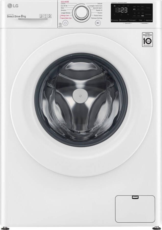 LG F4WV308S3E Wasmachine 8KG 1400RPM Energieklasse-C RVS Trommel Lifters Snel Programma 14 min