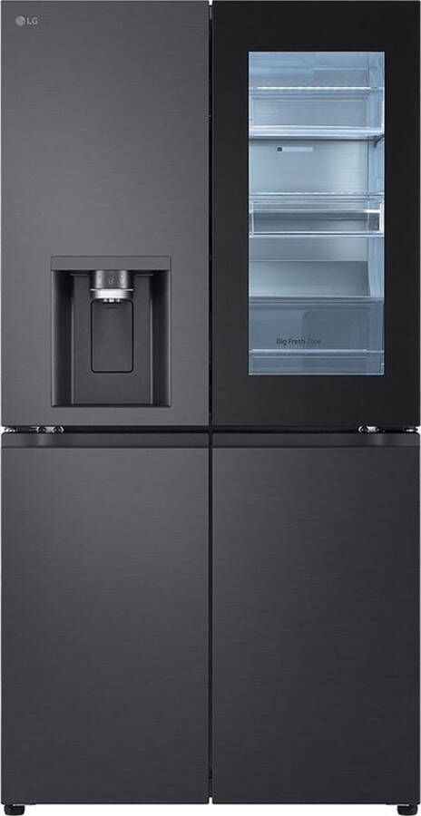 LG GMG960EVEE French Door model 4 deurs CRAFT ICE (ijsballen van 5 cm ) Metal Fresh (achterwand is van RVS dit is hygienischer en koelt sneller) Black Steel