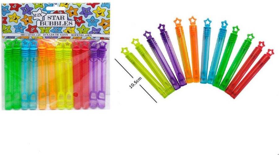 LG-Imports 12 stuks bellenblaas MINI 10 cm sterren uitdeelcadeautje traktatie