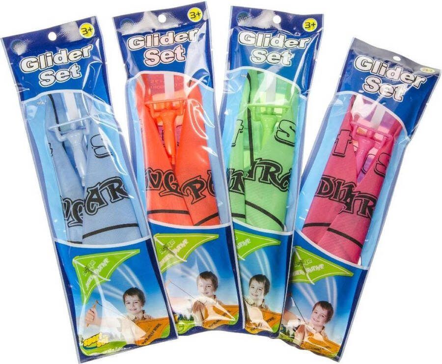 LG-Imports Afschiet Vlieger Glider katapult paraglider vliegtuig groen oranje roze blauw 24 stuks