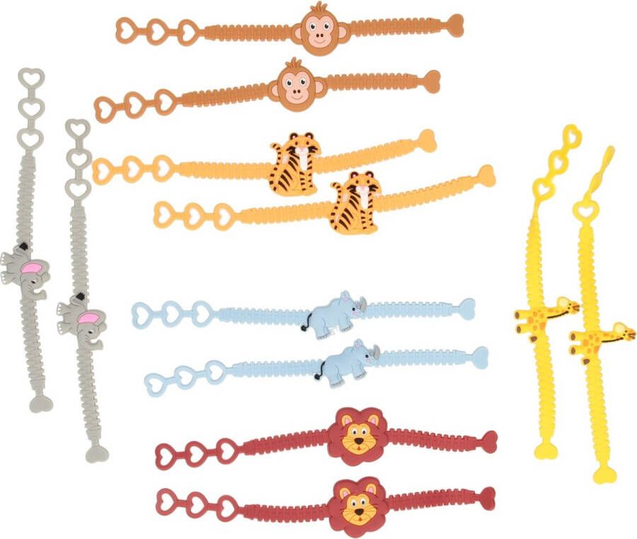 LG-Imports Rekbare Armbandjes | Love | Hartje | 3 x Armband in de kleuren Rood & Paars & Roze