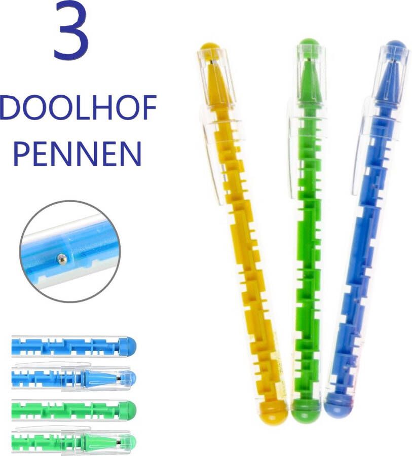 LG-Imports Doolhof Balpen Puzzel Pen 3 Pennen
