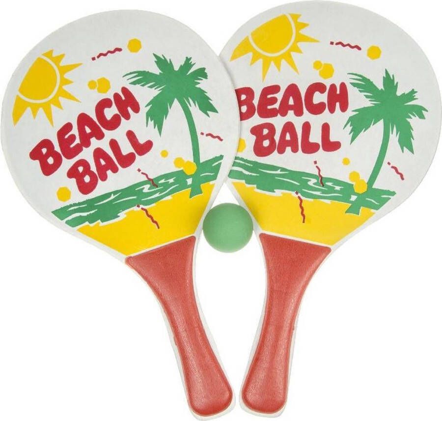 LG-Imports Houten beachball set oranje Strand balletjes Rackets batjes en bal Tennis ballenspel
