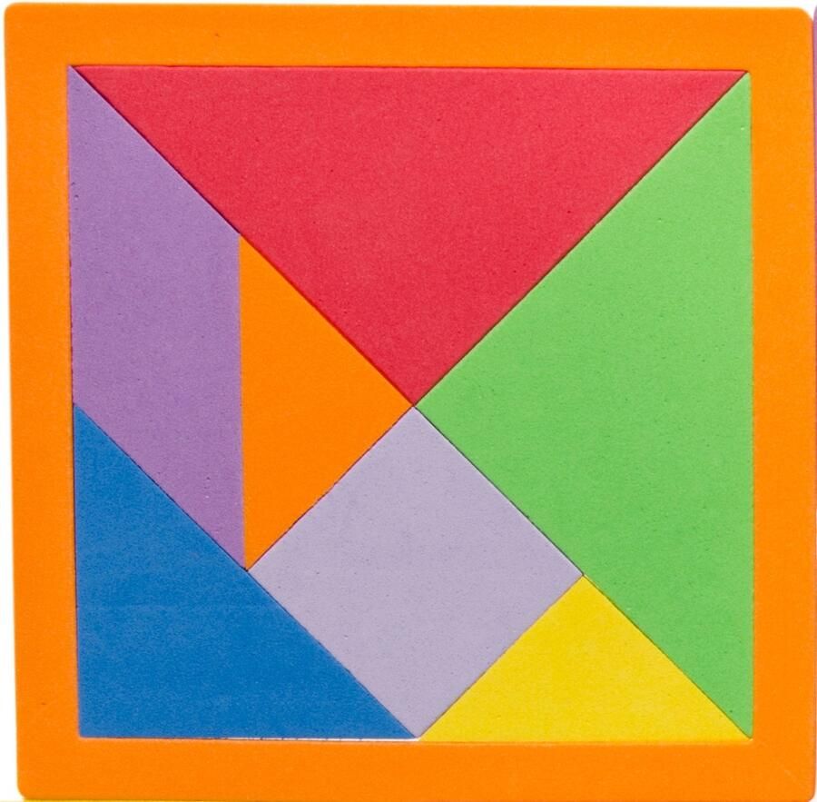 LG-Imports Vormenpuzzel Tangram 15 5 Cm Foam Oranje 9-delig