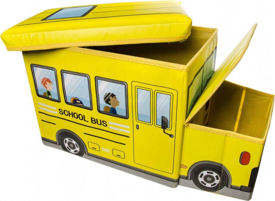 LG-Imports Schoolbus Speelgoedkist Vanaf 3 jaar Kunststof Textiel Geel