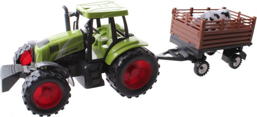 LG-Imports Speelset Tractor Met Aanhanger Veewagen 42 Cm Groen